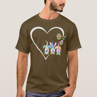T-shirt Joyeux jour de Pâques 2022 Trio Bunny Gnome Coeur 
