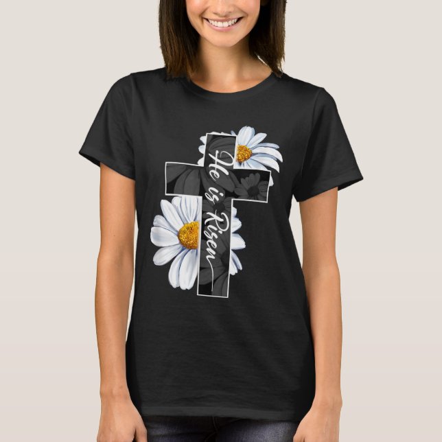 T-shirt Joyeux Jour de Pâques Il Est Ressuscité Jésus Croi (Devant)