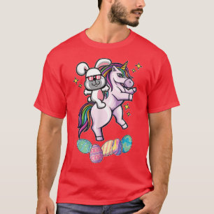 T-shirt Joyeux jour de Pâques Lapin chevauchant une licorn