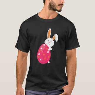 T-shirt Joyeux Jour De Pâques Mignonne Lapin Et Oeufs Pour