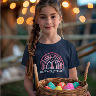 T-shirt Joyeux Jour de Pâques Rainbow Design lapin mignon