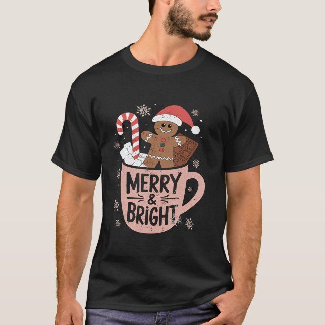 T-shirt Joyeux Joyeux Et Lumineux Pain D'Oeuvre De Noël Ho (Devant)
