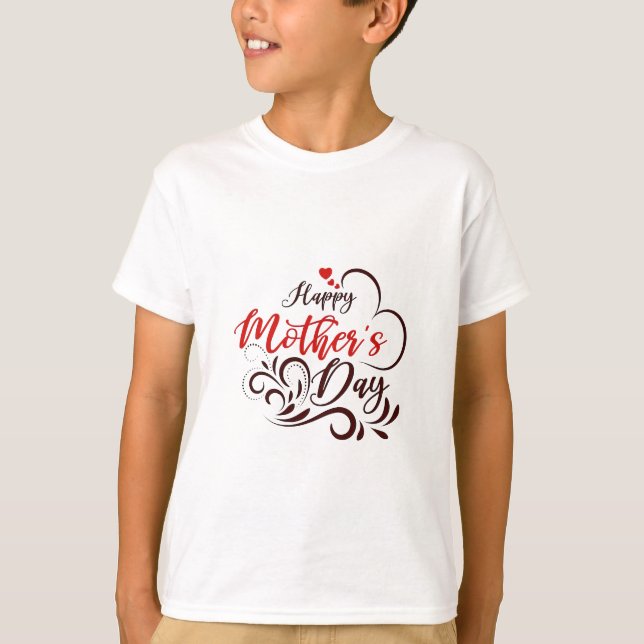 T-shirt Joyeux Joyeux Fête des Mères Coeur floral Tee (Devant)