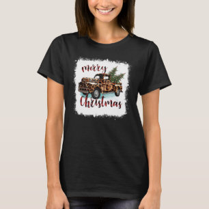 T-shirt Joyeux Joyeux Noël Leopard Camion Noël T