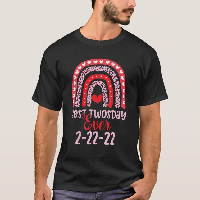 T-shirt Joyeux Jumeau 2-22-22 Leopard Twos Day 2022 Hommes (Devant)