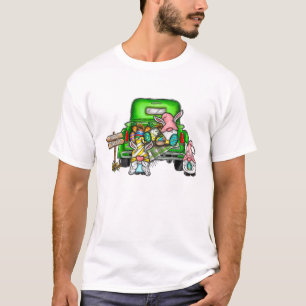 T-shirt Joyeux lapin de lapin de camion de Pâques oeufs de
