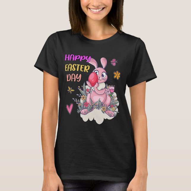 T-shirt Joyeux Lapin De Lapin De Pâques Avec Oeuf (Devant)