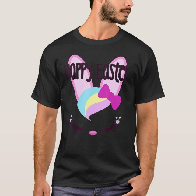 T-shirt Joyeux lapin de Pâques couché visage mignon chréti (Devant)