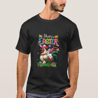 T-shirt Joyeux lapin de Pâques équitation Cravate de corbe