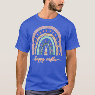 T-shirt Joyeux lapin de Pâques Oeufs arc-en-ciel mignons O