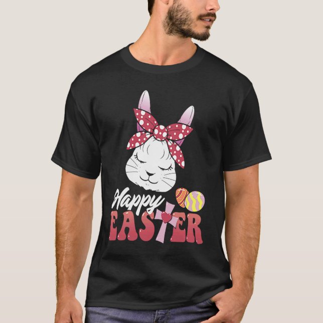 T-shirt Joyeux Lapin de Pâques Sleeping Visage Filles chré (Devant)