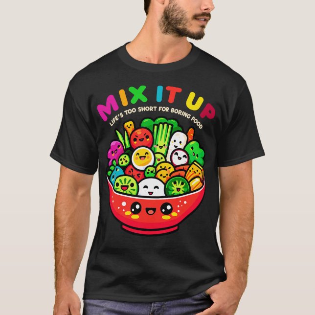 T-shirt Joyeux Légume salade Bowl Cute Kawaii végétarien (Devant)