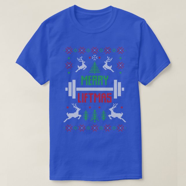 T-shirt Joyeux Liftmas Levant Bodybuilding Noël (Design devant)
