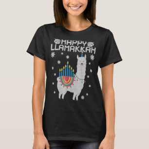 T-shirt Joyeux Llamakkah Cute Llama Menorah Ugly Hanoukka