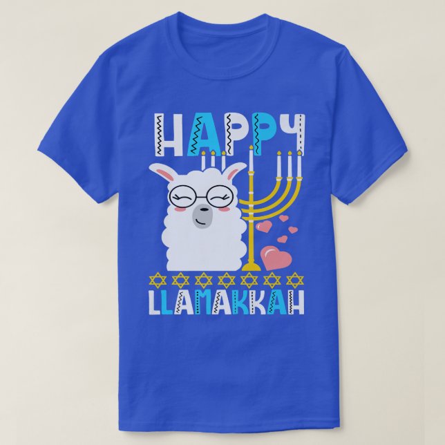 T-shirt Joyeux Llamakkah Juif Hanoukka Chanukah Menorah L (Design devant)