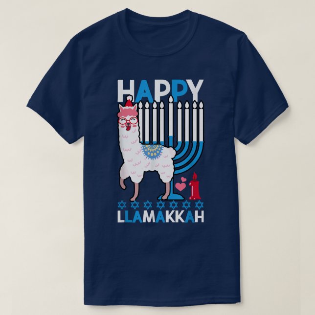 T-shirt Joyeux Llamakkah Llama Hanoukka Funny  (Design devant)