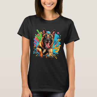 T-shirt Joyeux Malinois belge en éclat de couleur