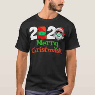 T-shirt Joyeux masque Noël Père Noël portant visage Masque