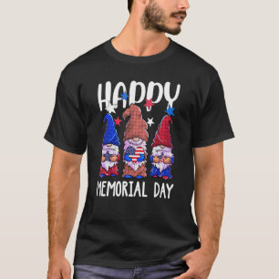 T-shirt Joyeux Memorial Day Gnome Usa Drapeau Patriot Amér