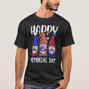 T-shirt Joyeux Memorial Day Gnome Usa Drapeau Patriot Amér