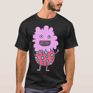 T-shirt Joyeux Monstre rose avec Pois Bleus