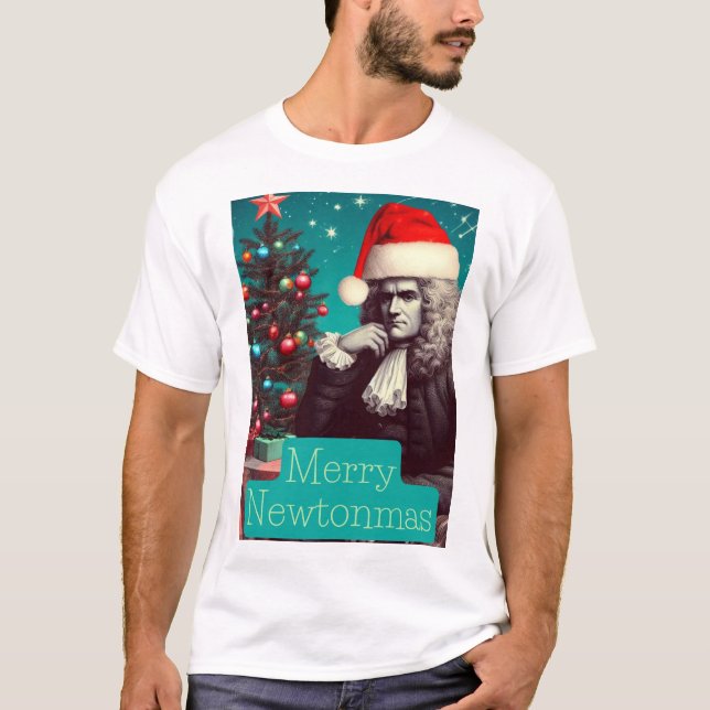 T-shirt Joyeux Newtonmas Sir Isaac Newton (Devant)