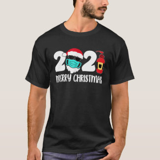 T-shirt Joyeux Noël 2021 Père Noël portant le masque de qu