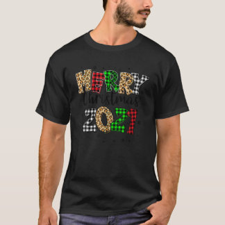 T-shirt Joyeux Noël 2023 Léopard Buffalo Plaid Red Gre