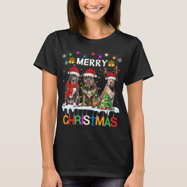 T-shirt Joyeux Noël American Bully Père Noël Christmas Tre (Devant)