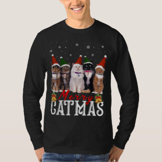 T-shirt Joyeux Noël Amoureux des chats de famille correspo