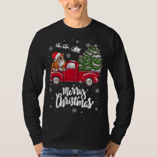 T-shirt Joyeux Noël Anglais Chien de taureaux Père Noël Re