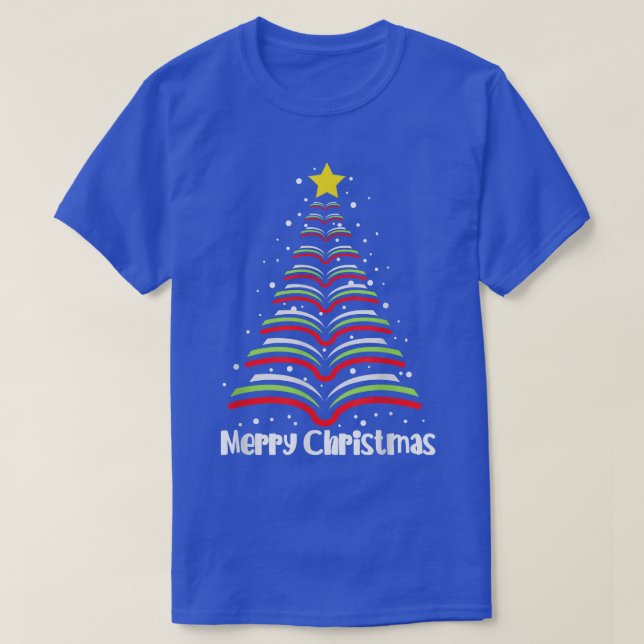 T-shirt Joyeux Noël Arbre Amour Lecture Livres Librairie (Design devant)