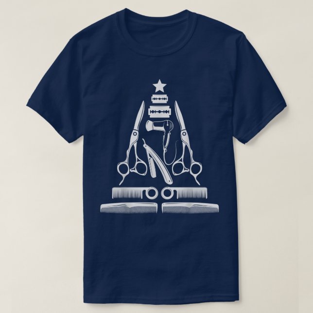 T-shirt Joyeux Noël Arbre coiffeur Outil Coiffeur (Design devant)