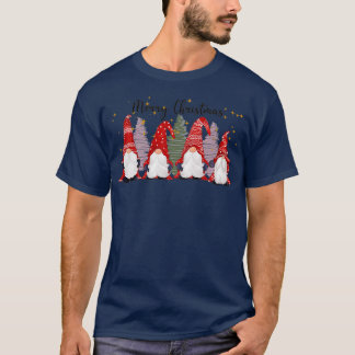T-shirt Joyeux Noël avec quatre mignonnes Gnomes