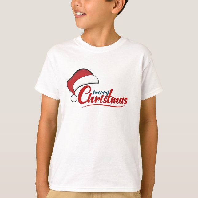 T-shirt Joyeux Noël avec Santa Hat (Devant)
