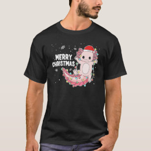 T-shirt Joyeux Noël Axolotl Lumières de Noël Salamandre