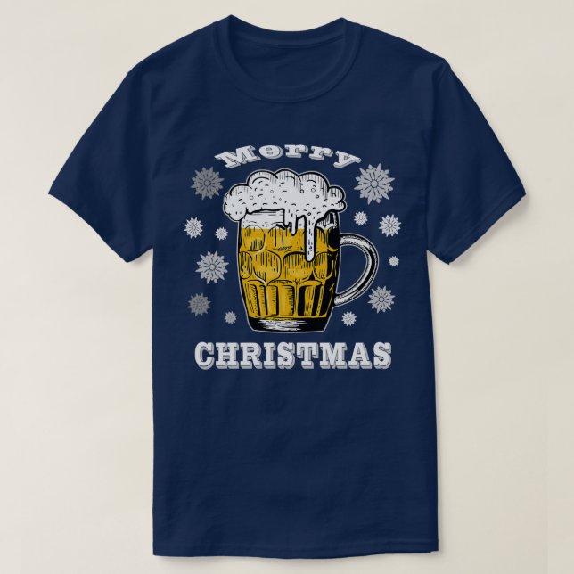 T-shirt Joyeux Noël Bière Snowflake (Design devant)