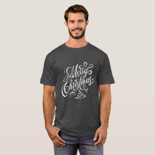 T-shirt Joyeux Noël blanc fantaisie Cursive Typographie