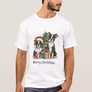 T-shirt Joyeux Noël Boston Terrier Chiens