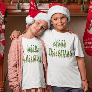T-shirt Joyeux Noël Bougie Police Filles & Garçons