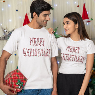 T-shirt Joyeux Noël Boules Rouges & Étoiles Unisexe