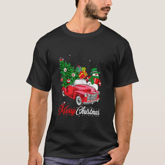 T-shirt Joyeux Noël Buffalo Camion Arbre Rouge Homme Plaid (Devant)