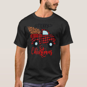 T-shirt Joyeux Noël Buffalo Camion Arbre Rouge Plaid Famil