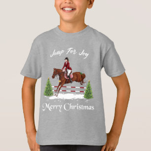 T-shirt Joyeux Noël, cheval sautant anglais équestre