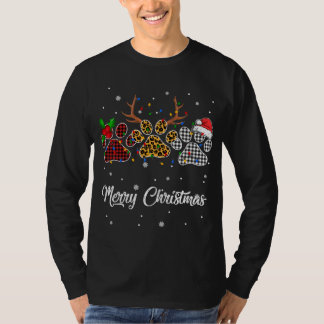 T-shirt Joyeux Noël Chien Paw Costume Amoureux des chiens
