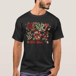 T-shirt Joyeux Noël Chien Paws Lumières Buffalo Plaid Leop