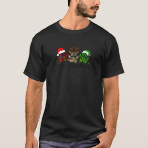 T-shirt Joyeux Noël Chien Paws Lumières Buffalo Plaid Leop