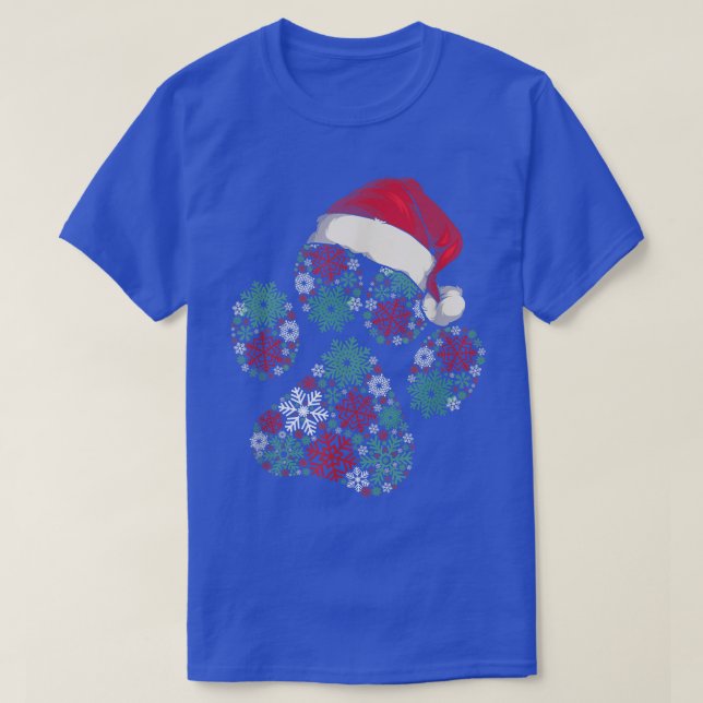 T-shirt Joyeux Noël Chien Paws Lumières Santa Hat Snowflak (Design devant)