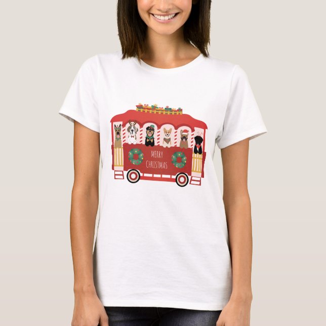 T-shirt Joyeux Noël Chiens de vacances Trolly (Devant)