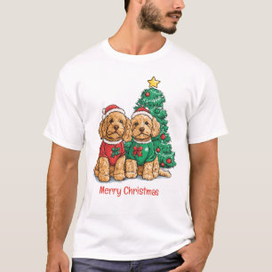 T-shirt Joyeux Noël Chiens Goldendoodle
